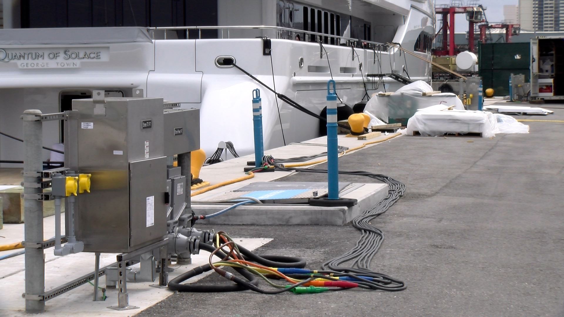 View of cables for shore power