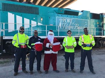 Santa with rail crew