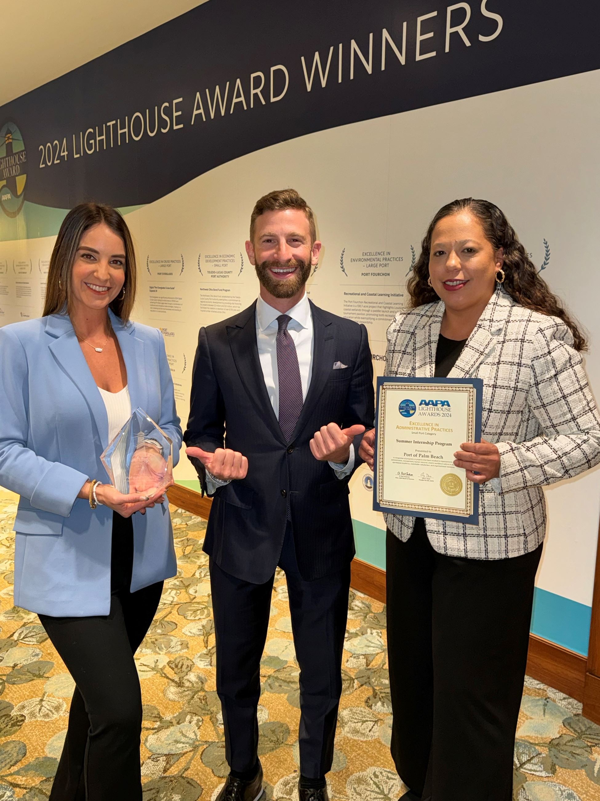 PIO Yaremi Farinas, AAPA President and CEO Cary Davis and HR Manager Raquel Rivera