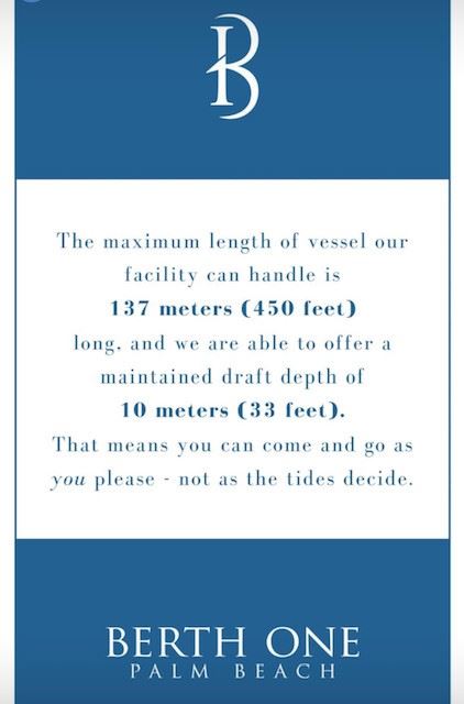 Berth one length and draft details