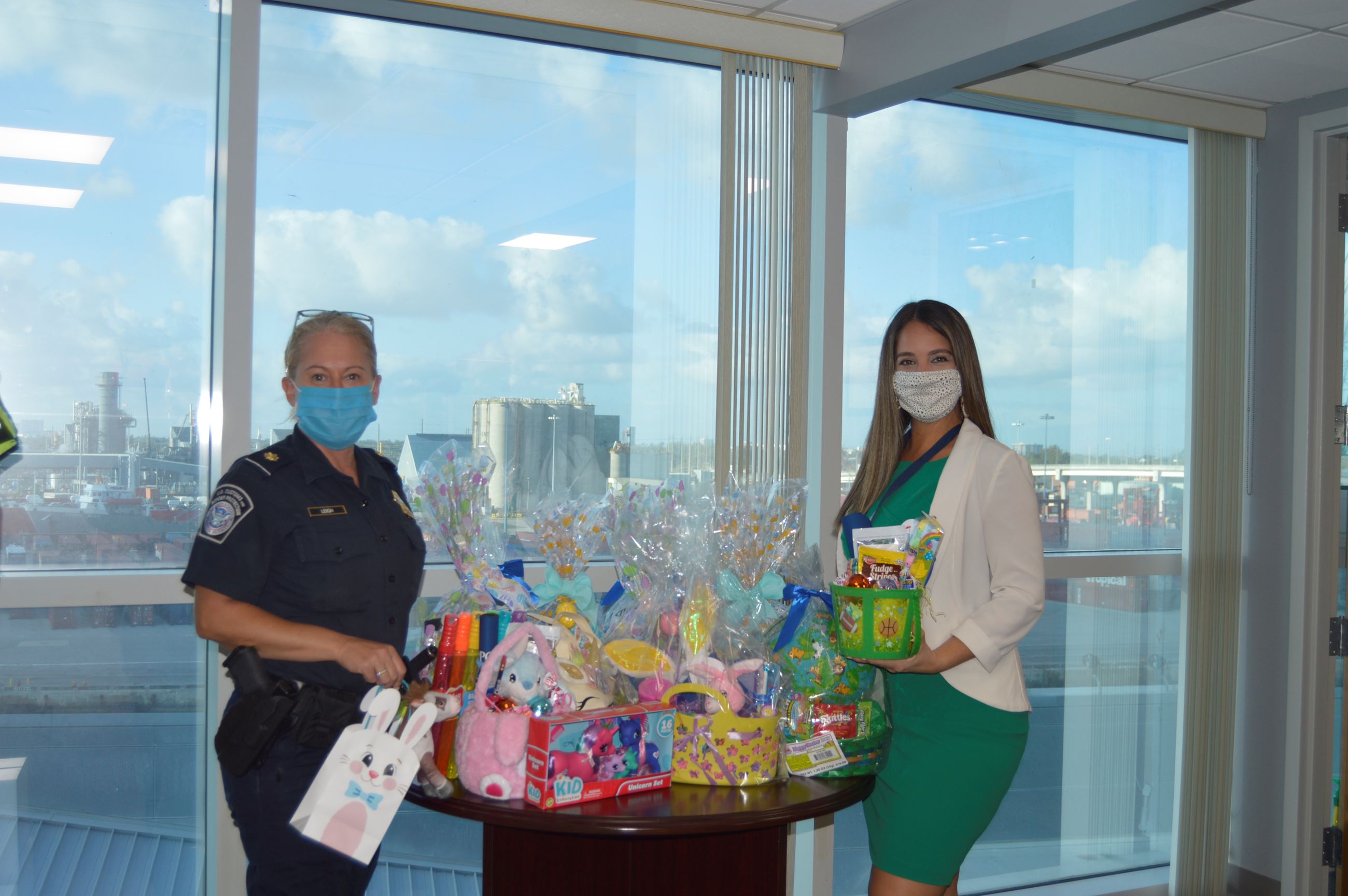 CBP's Supervisory CBP Officer/ Chief of Staff Deirdre Leigh donating Easter goodies