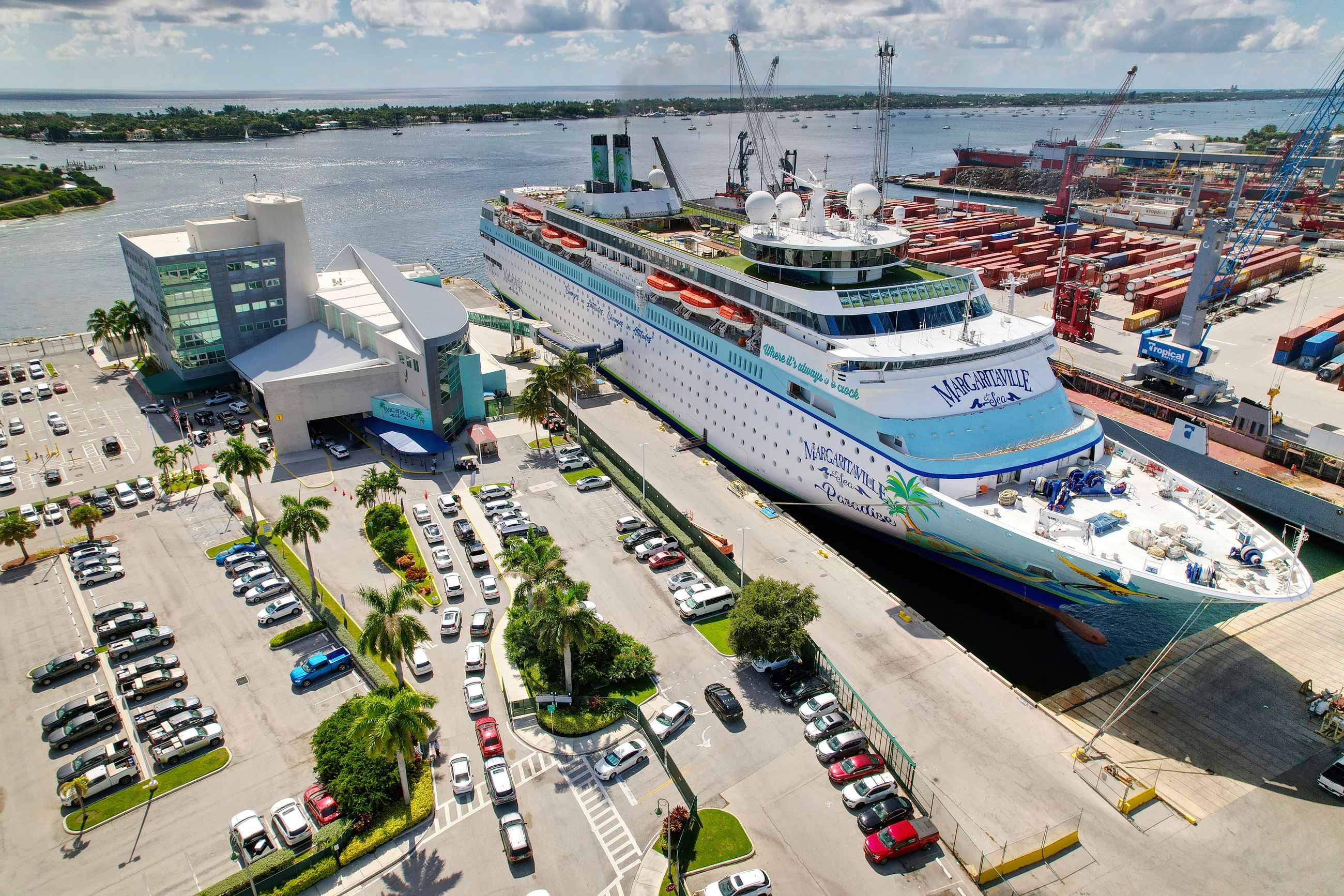 Drone shot of cruise terminal