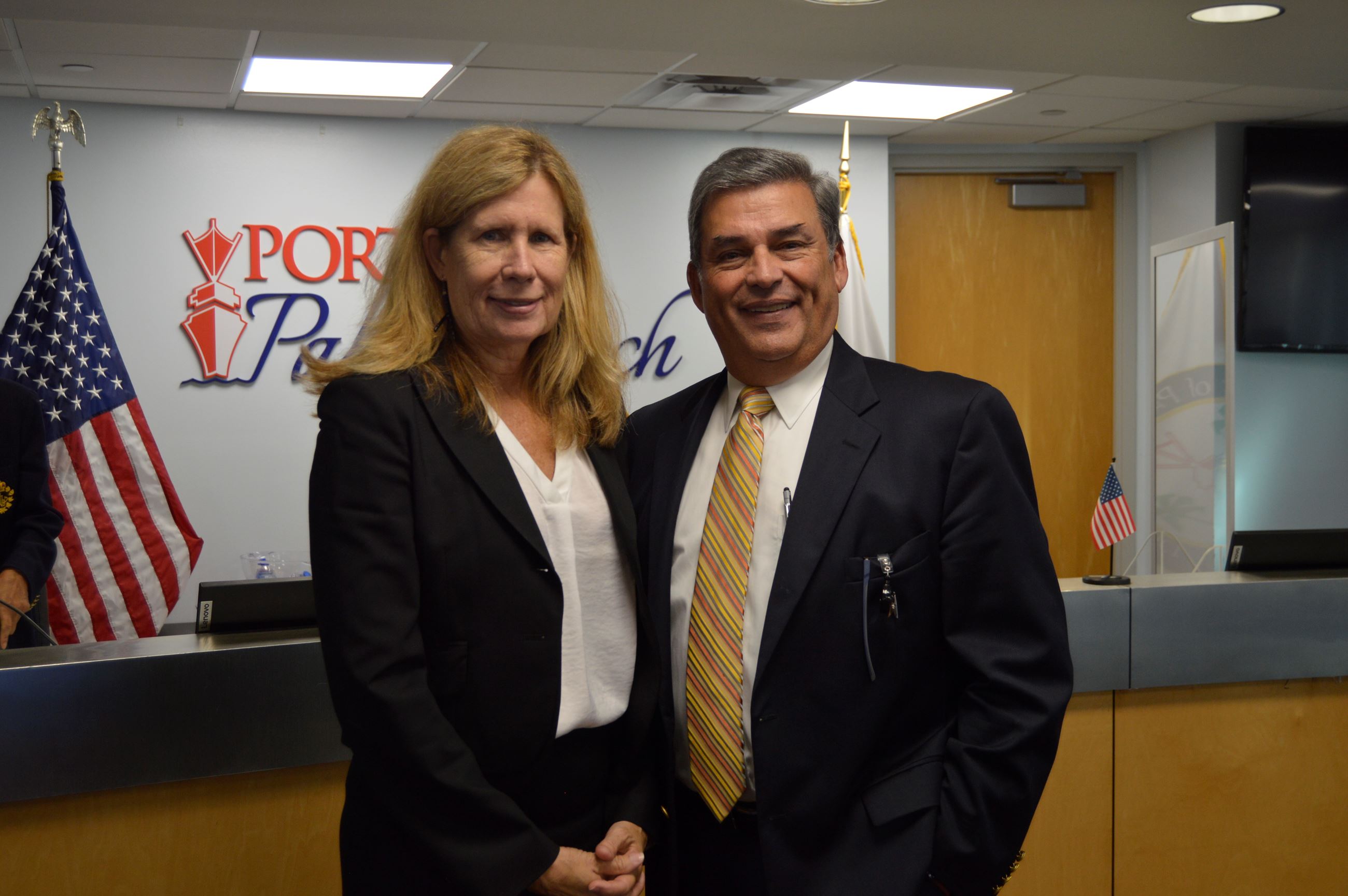 Commissioner Katherine Waldron and Port Executive Director Manuel Almira