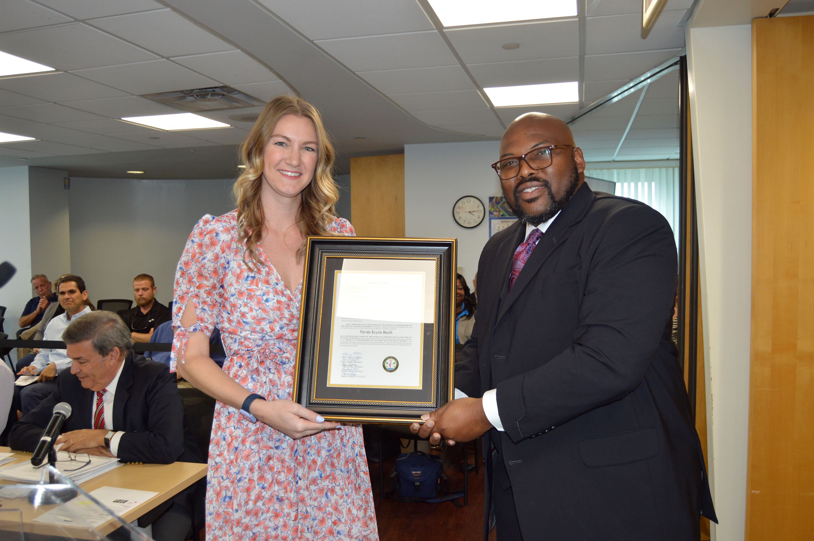 Port Commissioner Dr. Deandre Poole and Palm Beach TPA Public Relations Director Melissa Murray