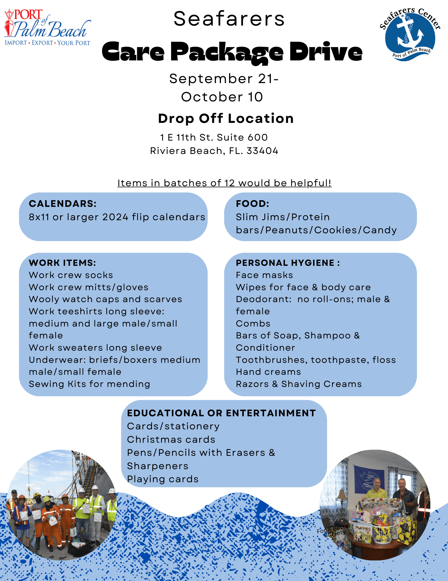Seafarers Care Package Drive flyer