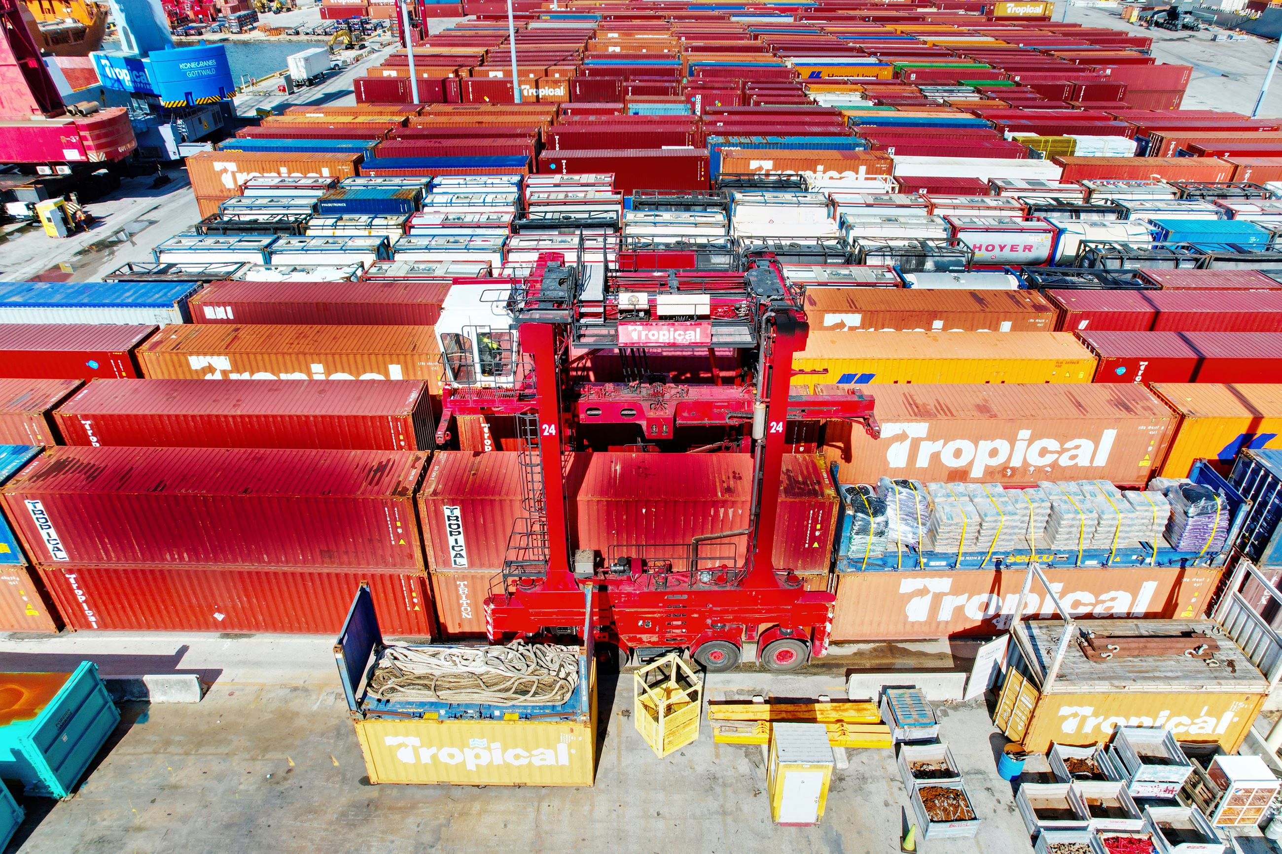 Tropical Shipping container yard